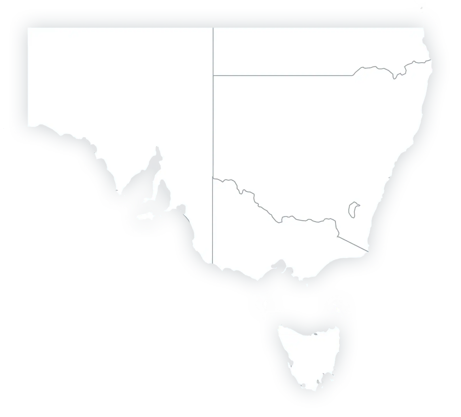Map of Australia showing Thrive Psychology clinic locations in NSW